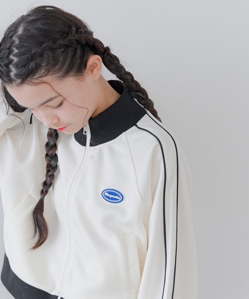 GLOBAL WORK（グローバルワーク）の「ショートトラックジャケット/290868（ジャージ・キッズ・アイボリー/ネイビー/サックスブルー・140cm/150cm/130cm/160cm）」の7枚目の写真