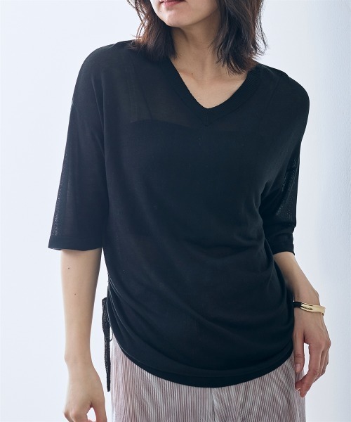 SMILE LAND（スマイルランド）の「ドロストシアーニットプルオーバー＜大きいサイズ有＞【OtonaSMILE】（ニット/セーター・レディース・ブラック/ベージュ・5L/4L/3L/LL/L/M）」の14枚目の写真