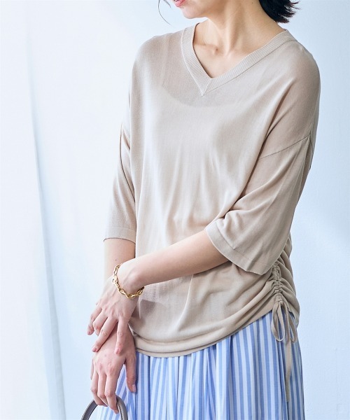 SMILE LAND（スマイルランド）の「ドロストシアーニットプルオーバー＜大きいサイズ有＞【OtonaSMILE】（ニット/セーター・レディース・ブラック/ベージュ・5L/4L/3L/LL/L/M）」の16枚目の写真