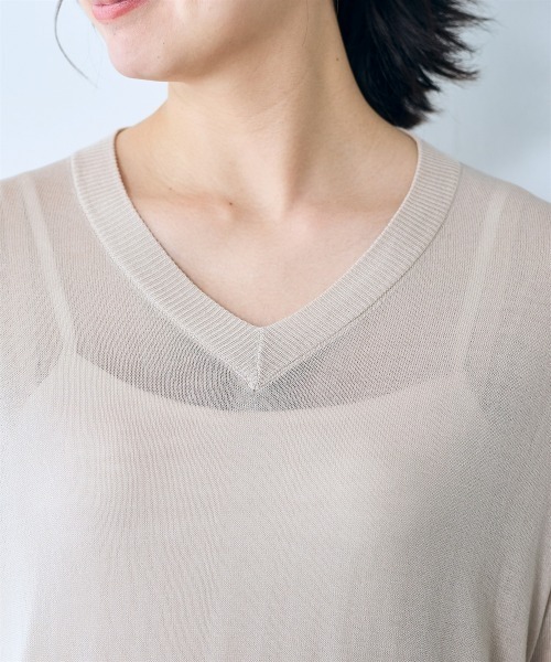 SMILE LAND（スマイルランド）の「ドロストシアーニットプルオーバー＜大きいサイズ有＞【OtonaSMILE】（ニット/セーター・レディース・ブラック/ベージュ・5L/4L/3L/LL/L/M）」の10枚目の写真