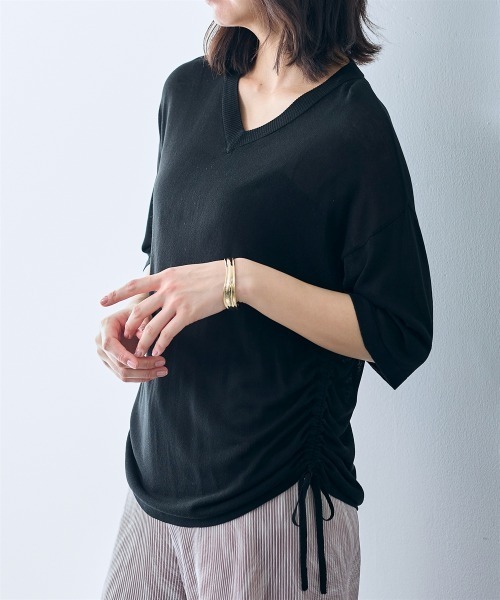 SMILE LAND（スマイルランド）の「ドロストシアーニットプルオーバー＜大きいサイズ有＞【OtonaSMILE】（ニット/セーター・レディース・ブラック/ベージュ・5L/4L/3L/LL/L/M）」の19枚目の写真