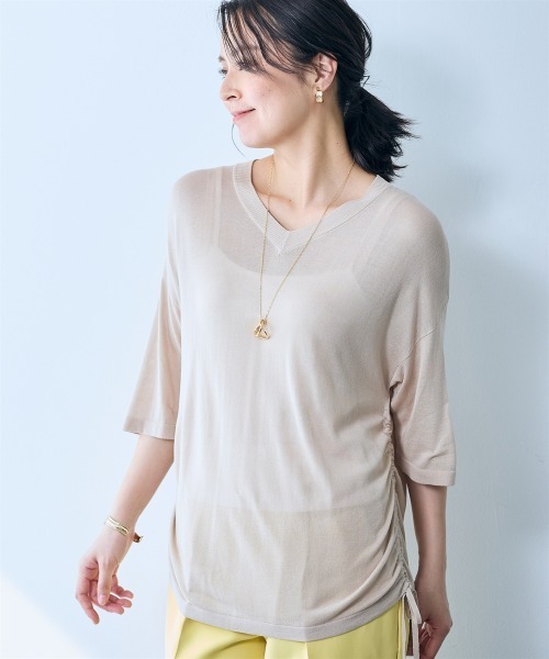 SMILE LAND（スマイルランド）の「ドロストシアーニットプルオーバー＜大きいサイズ有＞【OtonaSMILE】（ニット/セーター・レディース・ブラック/ベージュ・5L/4L/3L/LL/L/M）」の13枚目の写真