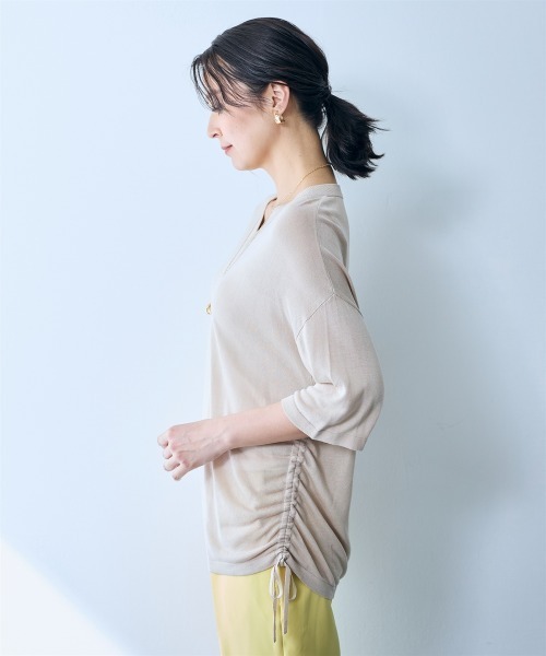 SMILE LAND（スマイルランド）の「ドロストシアーニットプルオーバー＜大きいサイズ有＞【OtonaSMILE】（ニット/セーター・レディース・ブラック/ベージュ・5L/4L/3L/LL/L/M）」の18枚目の写真