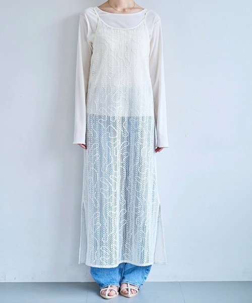 White maison　日本製ビンテージワンピース　カナダワンピース 70s 80s ビンテージ BILA レース ガーゼ コットン ティアード