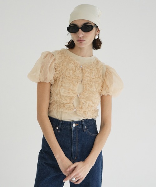 TULLE VEST LAYERED TOPS（その他トップス）｜CLANE（クラネ）の