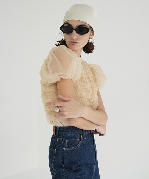 TULLE VEST LAYERED TOPS（その他トップス）｜CLANE（クラネ）の