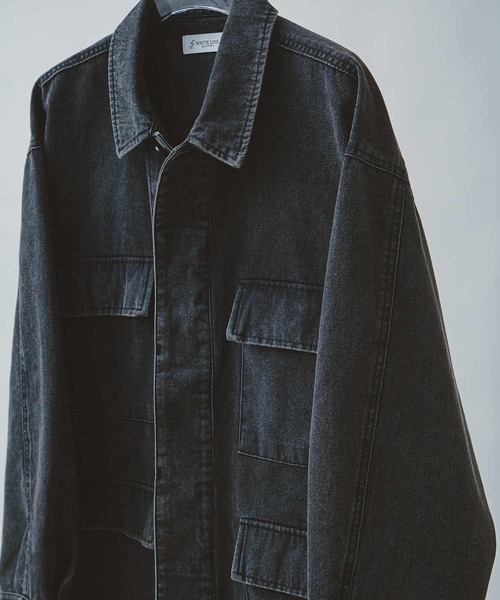 ZIP FIVE -White Line-(ジップファイブホワイトライン)の「【White Line】 COTTON CANVAS ユーティリティー ジャケット(カバーオール・メンズ・ブラック/ブラック系/オフホワイト・MEDIUM/LARGE/SMALL)」の10枚目の写真