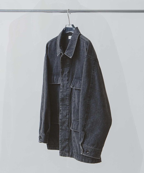 ZIP FIVE -White Line-(ジップファイブホワイトライン)の「【White Line】 COTTON CANVAS ユーティリティー ジャケット(カバーオール・メンズ・ブラック/ブラック系/オフホワイト・MEDIUM/LARGE/SMALL)」の9枚目の写真