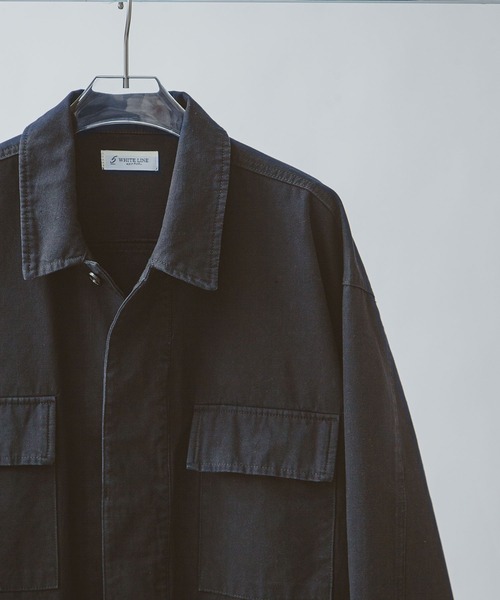 ZIP FIVE -White Line-(ジップファイブホワイトライン)の「【White Line】 COTTON CANVAS ユーティリティー ジャケット(カバーオール・メンズ・ブラック/ブラック系/オフホワイト・MEDIUM/LARGE/SMALL)」の15枚目の写真