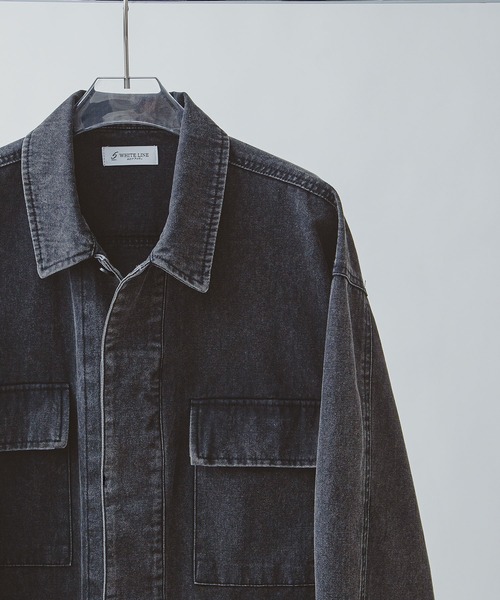 ZIP FIVE -White Line-(ジップファイブホワイトライン)の「【White Line】 COTTON CANVAS ユーティリティー ジャケット(カバーオール・メンズ・ブラック/ブラック系/オフホワイト・MEDIUM/LARGE/SMALL)」の16枚目の写真