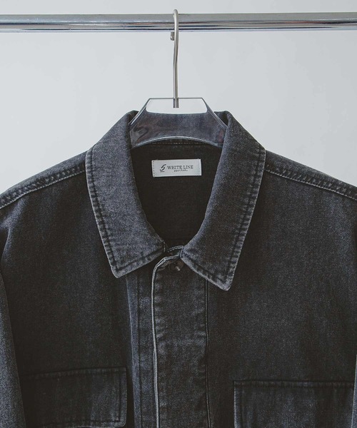 ZIP FIVE -White Line-(ジップファイブホワイトライン)の「【White Line】 COTTON CANVAS ユーティリティー ジャケット(カバーオール・メンズ・ブラック/ブラック系/オフホワイト・MEDIUM/LARGE/SMALL)」の11枚目の写真