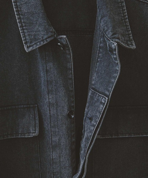 ZIP FIVE -White Line-(ジップファイブホワイトライン)の「【White Line】 COTTON CANVAS ユーティリティー ジャケット(カバーオール・メンズ・ブラック/ブラック系/オフホワイト・MEDIUM/LARGE/SMALL)」の12枚目の写真