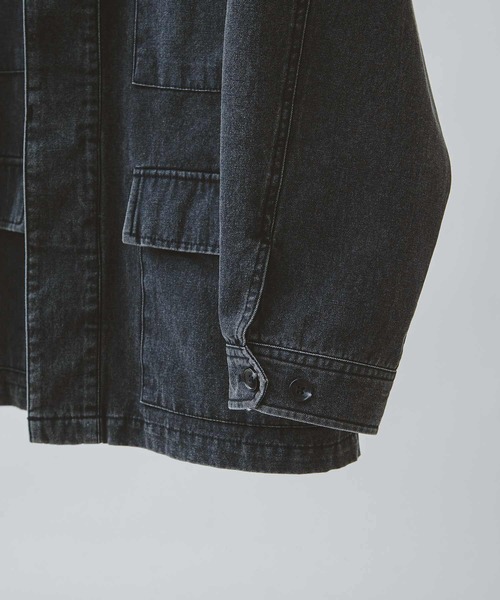 ZIP FIVE -White Line-(ジップファイブホワイトライン)の「【White Line】 COTTON CANVAS ユーティリティー ジャケット(カバーオール・メンズ・ブラック/ブラック系/オフホワイト・MEDIUM/LARGE/SMALL)」の13枚目の写真
