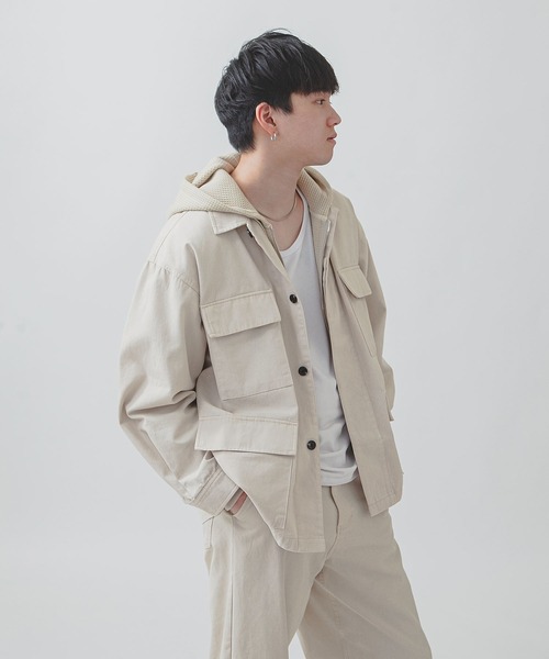 ZIP FIVE -White Line-(ジップファイブホワイトライン)の「【White Line】 COTTON CANVAS ユーティリティー ジャケット(カバーオール・メンズ・ブラック/ブラック系/オフホワイト・MEDIUM/LARGE/SMALL)」の21枚目の写真
