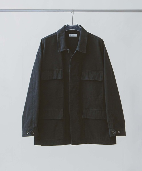 ZIP FIVE -White Line-(ジップファイブホワイトライン)の「【White Line】 COTTON CANVAS ユーティリティー ジャケット(カバーオール・メンズ・ブラック/ブラック系/オフホワイト・MEDIUM/LARGE/SMALL)」の7枚目の写真