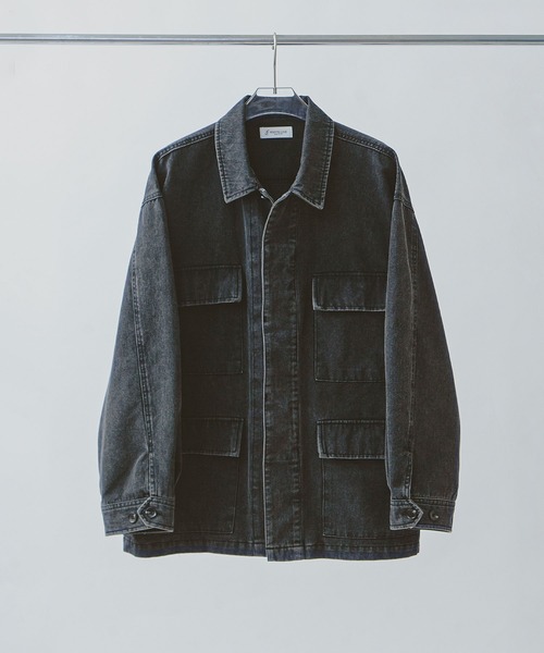 ZIP FIVE -White Line-(ジップファイブホワイトライン)の「【White Line】 COTTON CANVAS ユーティリティー ジャケット(カバーオール・メンズ・ブラック/ブラック系/オフホワイト・MEDIUM/LARGE/SMALL)」の8枚目の写真