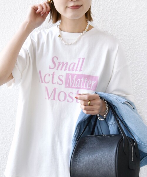+81BRANCA(ハチイチブランカ)の「【SHIPS別注】81BRANCA:ロゴ 5分袖 TEE(Tシャツ/カットソー・レディース・ホワイト/ベージュ/チャコールグレー/ホワイト系・ONE SIZE)」の5枚目の写真