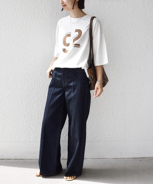 +81BRANCA(ハチイチブランカ)の「【SHIPS別注】81BRANCA:ロゴ 5分袖 TEE(Tシャツ/カットソー・レディース・ホワイト/ベージュ/チャコールグレー/ホワイト系・ONE SIZE)」の13枚目の写真