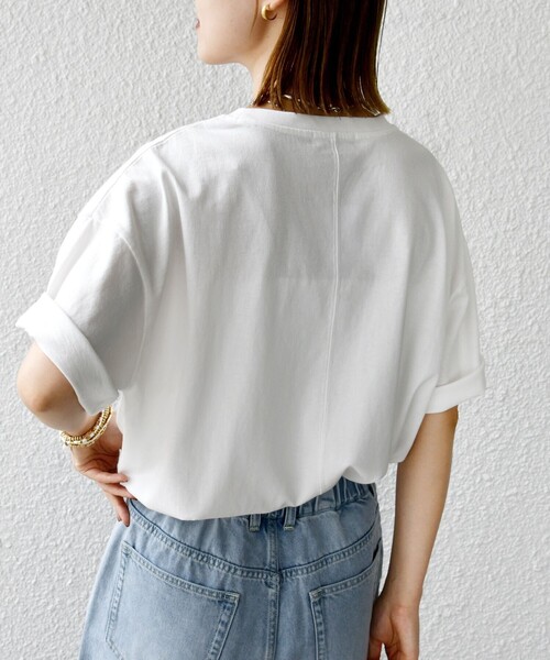 ＋81BRANCA（ハチイチブランカ）の「【SHIPS別注】81BRANCA:ロゴ 5分袖 TEE（Tシャツ/カットソー・レディース・ホワイト/ベージュ/チャコールグレー/ホワイト系・ONE SIZE）」の5枚目の写真