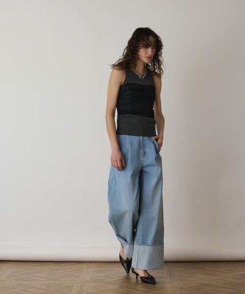 Diagram（ダイアグラム）の「チュールベアトップ（チューブトップ・レディース・ブラック/ベージュ・36）」の6枚目の写真