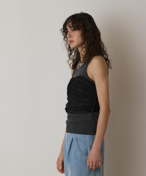 Diagram（ダイアグラム）の「チュールベアトップ（チューブトップ・レディース・ブラック/ベージュ・36）」の7枚目の写真