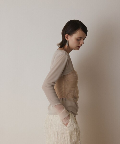 Diagram（ダイアグラム）の「チュールベアトップ（チューブトップ・レディース・ブラック/ベージュ・36）」の14枚目の写真