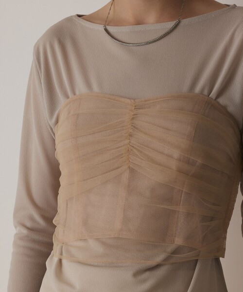 Diagram（ダイアグラム）の「チュールベアトップ（チューブトップ・レディース・ブラック/ベージュ・36）」の16枚目の写真