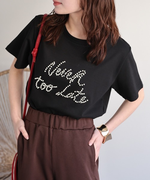 セール】パールロゴ刺繍Teeシャツ（Tシャツ/カットソー）｜ap