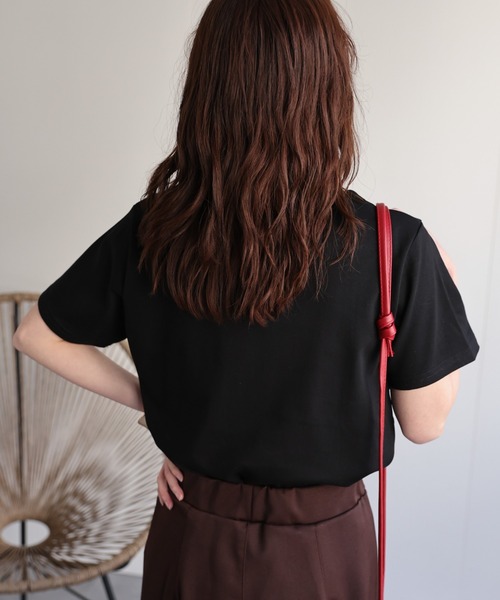 ap retro（アプレトロ）の「パールロゴ刺繍Teeシャツ（Tシャツ/カットソー・レディース・グレー/ブラック・FREE）」の8枚目の写真