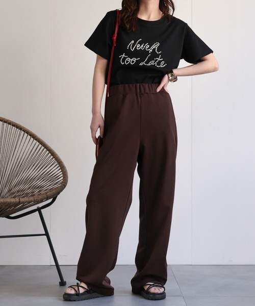 ap retro（アプレトロ）の「パールロゴ刺繍Teeシャツ（Tシャツ/カットソー・レディース・グレー/ブラック・FREE）」の7枚目の写真