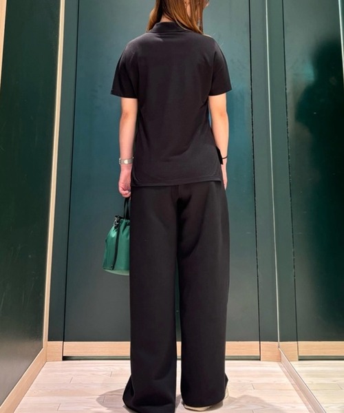 LACOSTE（ラコステ）の「サイドスリット スキッパーネック ドレープポロシャツ（ポロシャツ・レディース・ブラック/ホワイト/ネイビー・S/M/XS/L）」の5枚目の写真