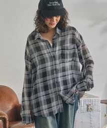 オーバーサイズ シアー チェックシャツ≪冷房対策/体型カバー≫