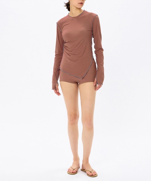 Speedo(スピード)の「【speedo】ステイフィットUVスキンTシャツ(Tシャツ/カットソー・レディース・ブラック/レンガ・M)」の6枚目の写真