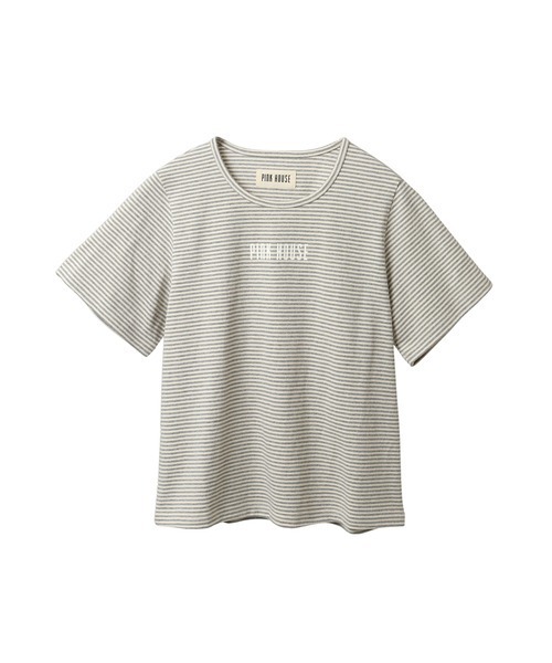 PINK HOUSE（ピンクハウス）の「ロゴプリントボーダーカットソー（Tシャツ/カットソー・レディース・ブルー/ネイビー/グレー/レッド/グリーン・LARGE/MEDIUM）」の2枚目の写真
