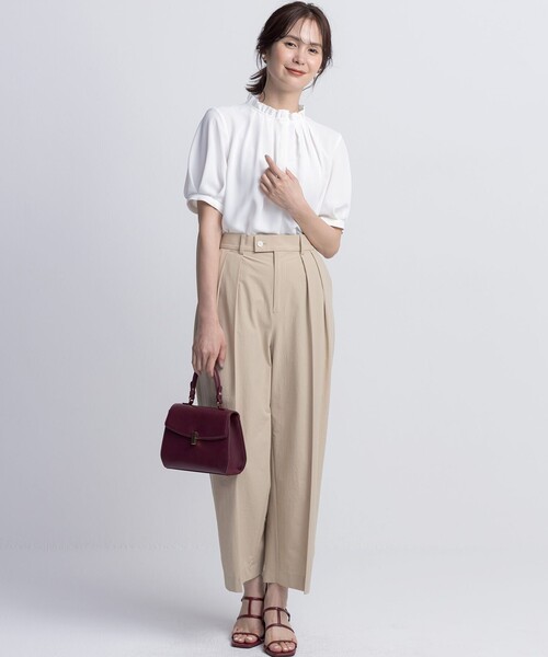 組曲(クミキョク)の「スーパーライトストレッチ ワイドパンツ(その他パンツ・レディース・ベージュ系/ネイビー系/サックスブルー系・S2)」の6枚目の写真