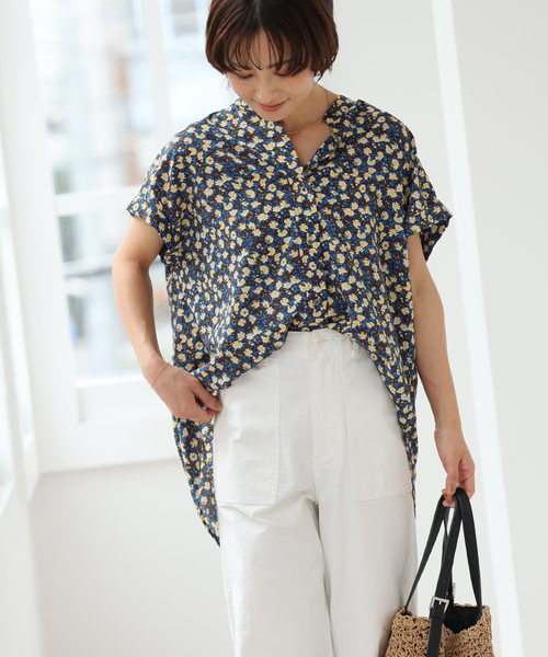 JOURNAL STANDARD relume(ジャーナルスタンダード レリューム)の「フラワープリントフレンチスリーブブラウス(シャツ/ブラウス・レディース・ブラウン/チャコールグレー・FREE)」の18枚目の写真