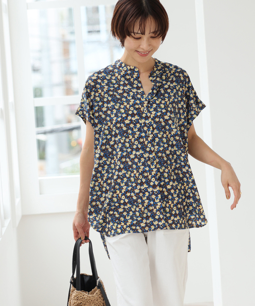 JOURNAL STANDARD relumeフラワープリントフレンチスリーブb フラワープリントフレンチスリーブブラウス（シャツ/ブラウス