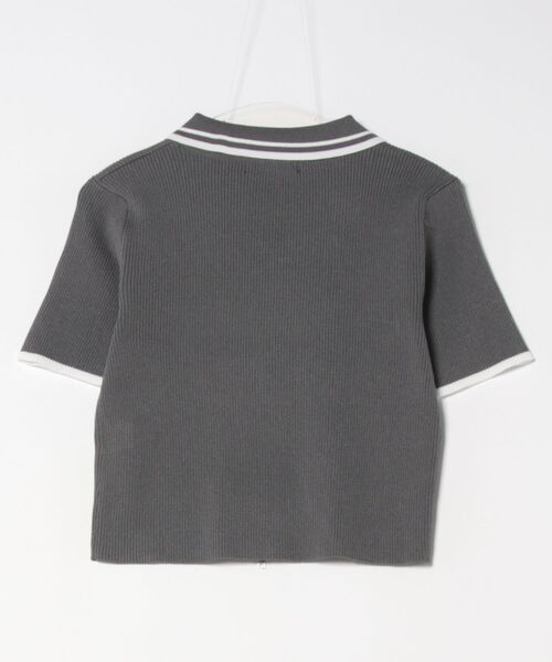GORGE(ゴージ)の「《Wジップ×配色ライン》レディース 半袖ニットカーディガン トップス 襟付き 春夏秋(カーディガン/ボレロ・レディース・オフホワイト/チャコール/ネイビー/ボルドー・F)」の5枚目の写真