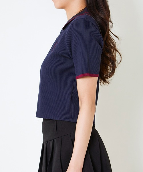 GORGE(ゴージ)の「《Wジップ×配色ライン》レディース 半袖ニットカーディガン トップス 襟付き 春夏秋(カーディガン/ボレロ・レディース・オフホワイト/チャコール/ネイビー/ボルドー・F)」の21枚目の写真