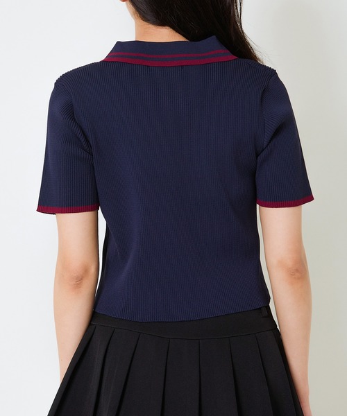 GORGE(ゴージ)の「《Wジップ×配色ライン》レディース 半袖ニットカーディガン トップス 襟付き 春夏秋(カーディガン/ボレロ・レディース・オフホワイト/チャコール/ネイビー/ボルドー・F)」の22枚目の写真