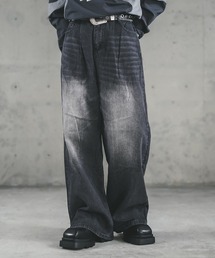 Vintage wash wide straight denim pants / ビンテージウォッシュワイドストレートデニムパンツ