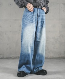 Vintage wash wide straight denim pants / ビンテージウォッシュワイドストレートデニムパンツ