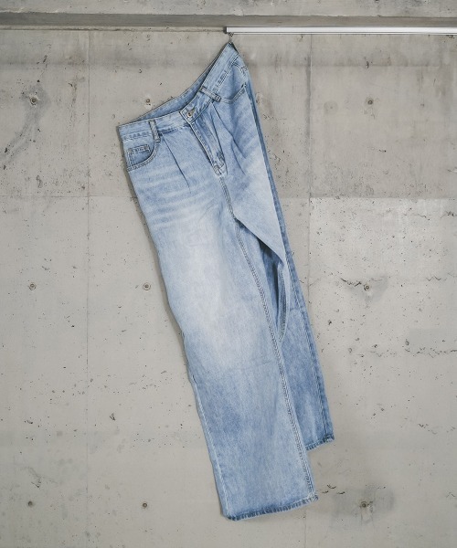 Shoowtime（ショウタイム）の「Vintage wash wide straight denim pants / ビンテージウォッシュワイドストレートデニムパンツ（デニムパンツ・メンズ・ライトブルー/ブルー/ブラック系/ネイビー・LARGE/MEDIUM/SMALL/X-LARGE）」の16枚目の写真