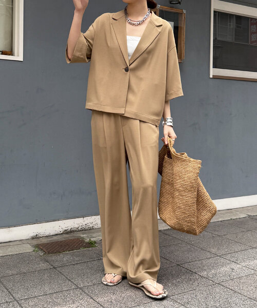 DouDou（ドゥドゥ）の「接触冷感5分袖ジャケット（テーラードジャケット・レディース・チャコールグレー/ベージュ/ブラック・FREE）」の18枚目の写真