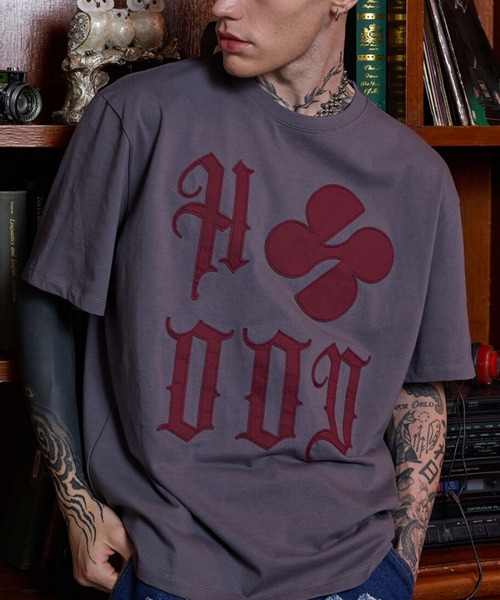 HOODHOOD（フッドフッド）の「【UNISEX】HOODHOOD／ロゴApplique T（Tシャツ/カットソー・レディース・ピンク/ホワイト/ブラック/チャコール・MEDIUM/LARGE）」の3枚目の写真