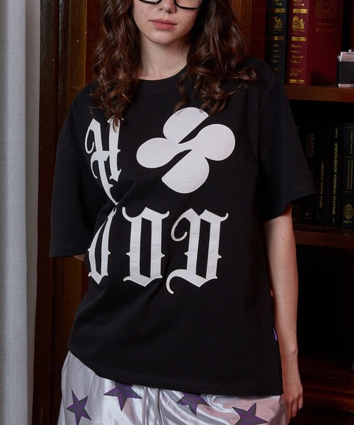 HOODHOOD（フッドフッド）の「【UNISEX】HOODHOOD／ロゴApplique T（Tシャツ/カットソー・レディース・ピンク/ホワイト/ブラック/チャコール・MEDIUM/LARGE）」の2枚目の写真