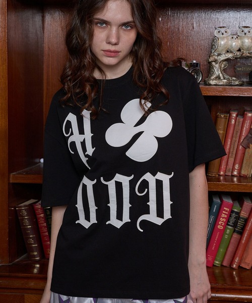 HOODHOOD（フッドフッド）の「【UNISEX】HOODHOOD／ロゴApplique T（Tシャツ/カットソー・レディース・ピンク/ホワイト/ブラック/チャコール・MEDIUM/LARGE）」の5枚目の写真