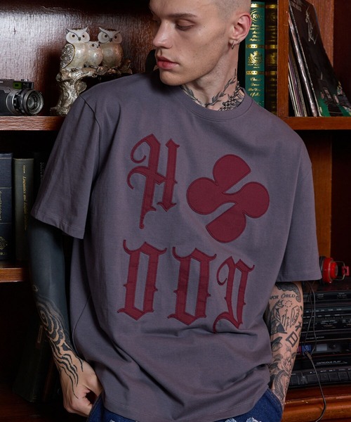 HOODHOOD（フッドフッド）の「【UNISEX】HOODHOOD／ロゴApplique T（Tシャツ/カットソー・レディース・ピンク/ホワイト/ブラック/チャコール・MEDIUM/LARGE）」の6枚目の写真