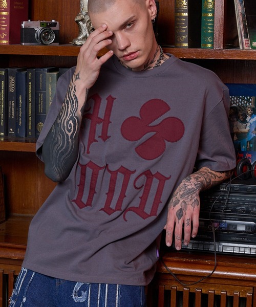 HOODHOOD（フッドフッド）の「【UNISEX】HOODHOOD／ロゴApplique T（Tシャツ/カットソー・レディース・ピンク/ホワイト/ブラック/チャコール・MEDIUM/LARGE）」の8枚目の写真