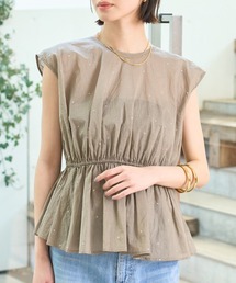 Rouge vif Anna | シルバードット刺繍ペプラムブラウス(シャツ/ブラウス)